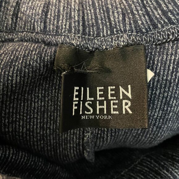 Women's Large Eileen Fisher 100% Cotton Blue Knit Drawstring Sweatpants Lounge - Picture 4 of 5